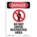 Signmission Safety Sign, OSHA Danger, 14" Height, Aluminum, Do Not Enter Restricted Area, Portrait OS-DS-A-1014-V-1134